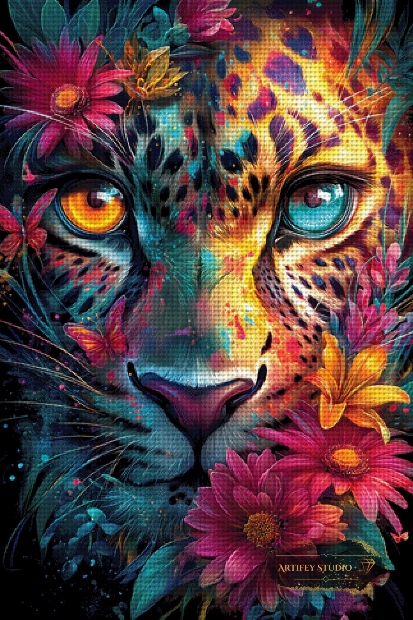 Die Augen des Dschungels 80x120 mit 370 Farben