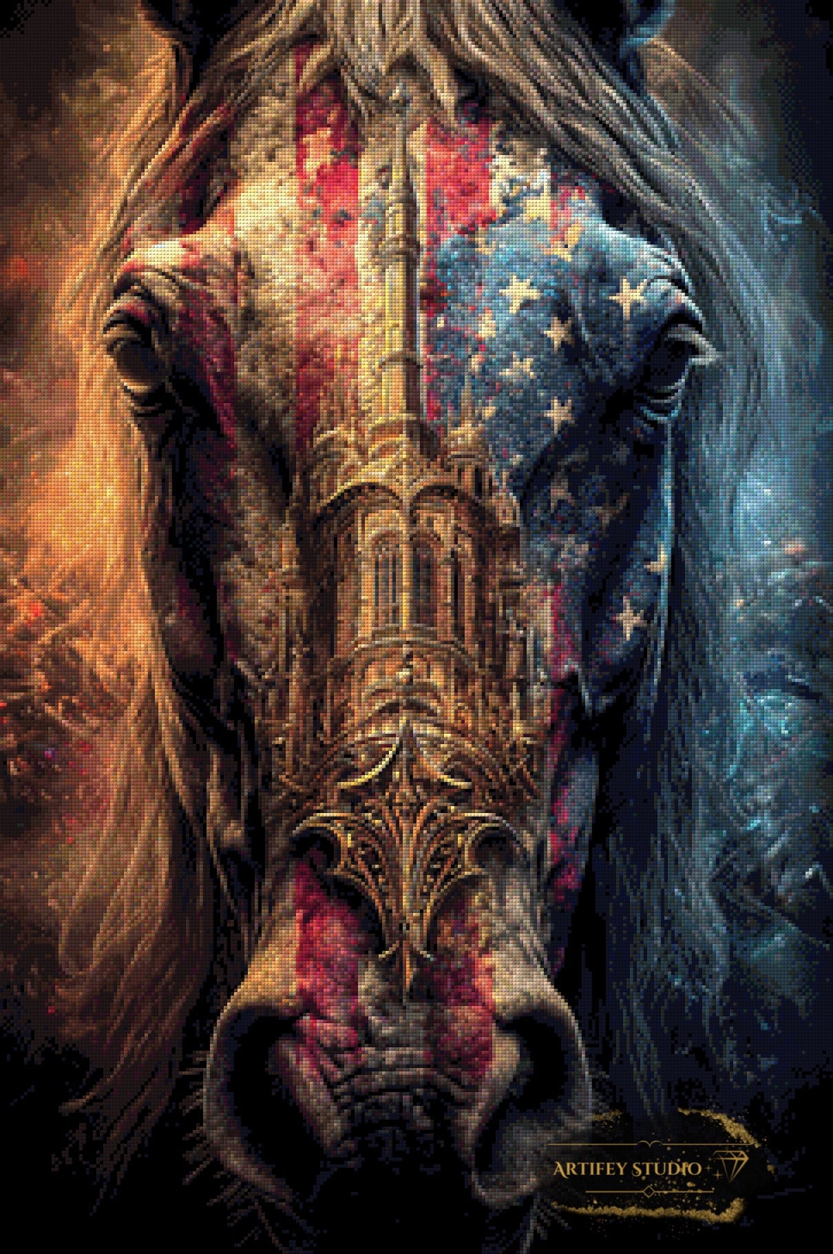 The patriotic stallion by Skyler 60x90 mit 200 Farben