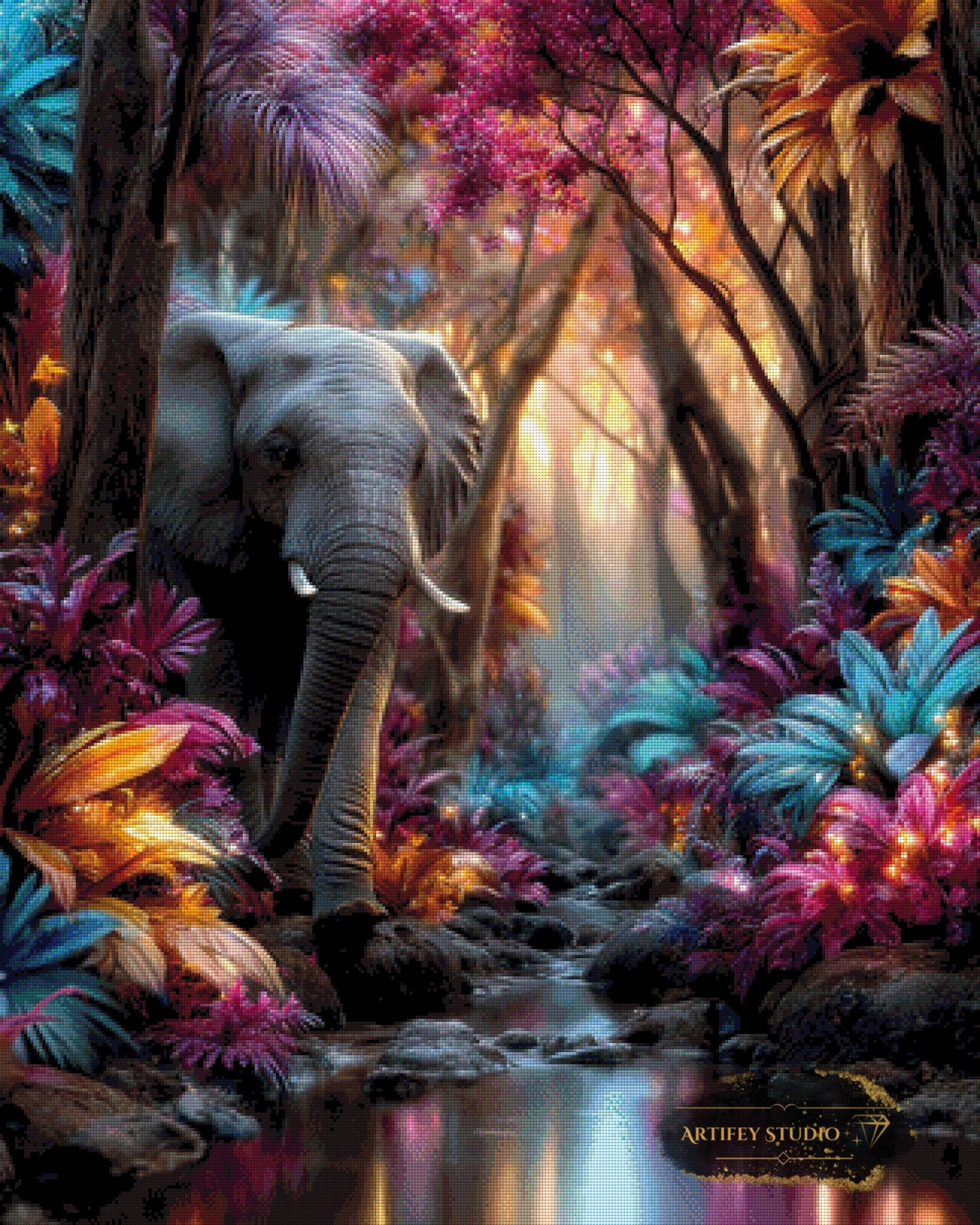 Elefant im Zauberwald by Mirael 80x100 mit 300 Farben