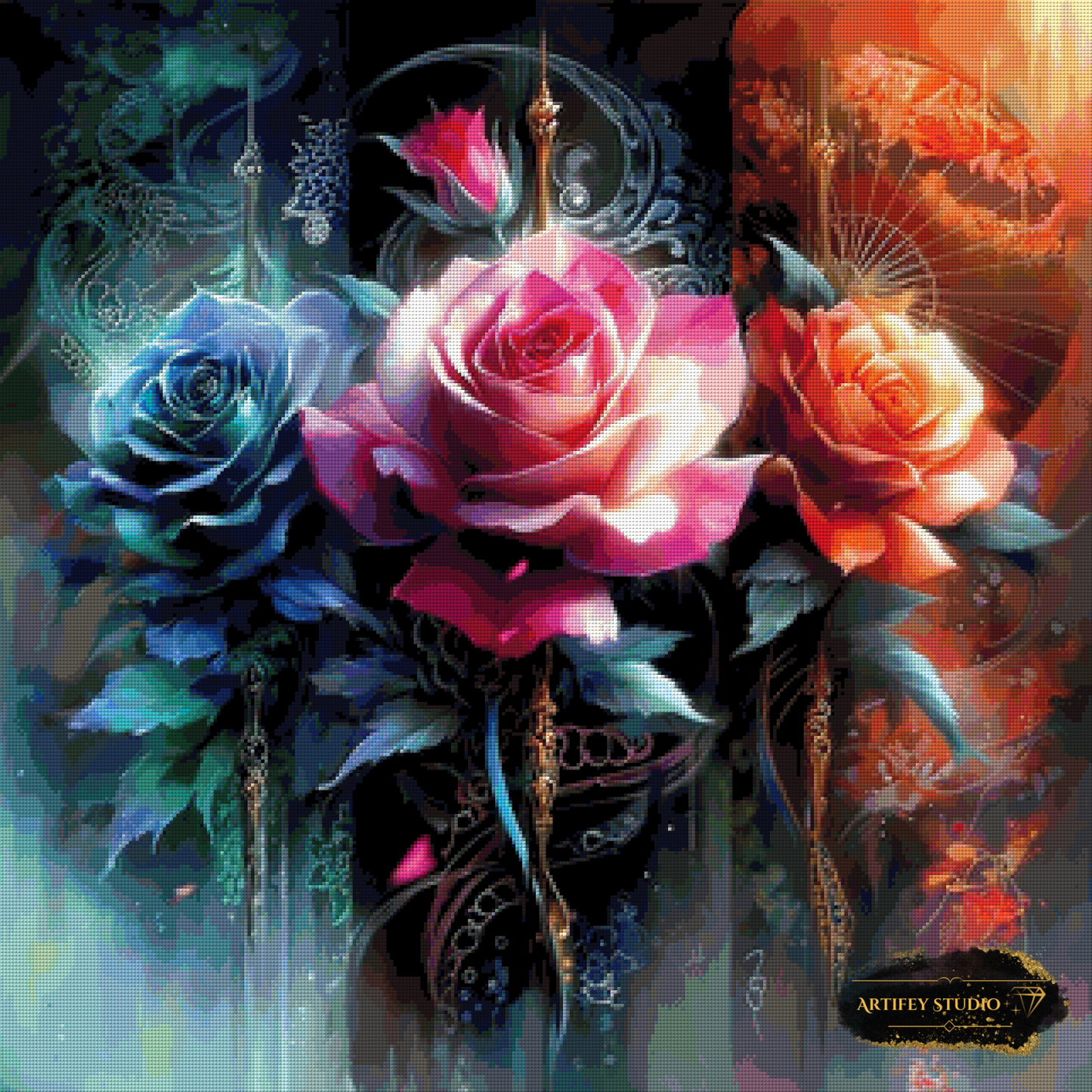 Trinity of Roses by Mirael 80x80 mit 330 Farben
