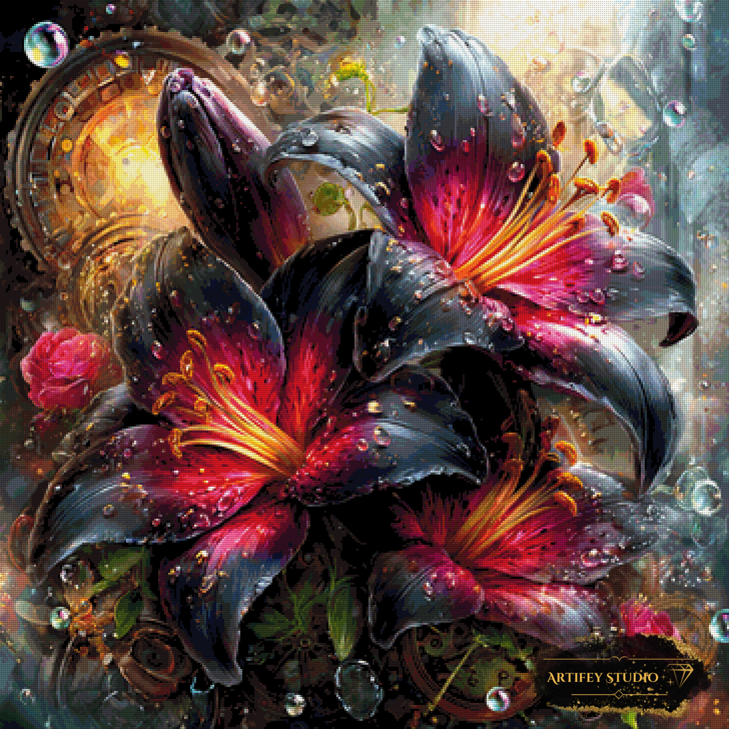 Schwarze Lilien by Artifey 90x90 mit 370 Farben