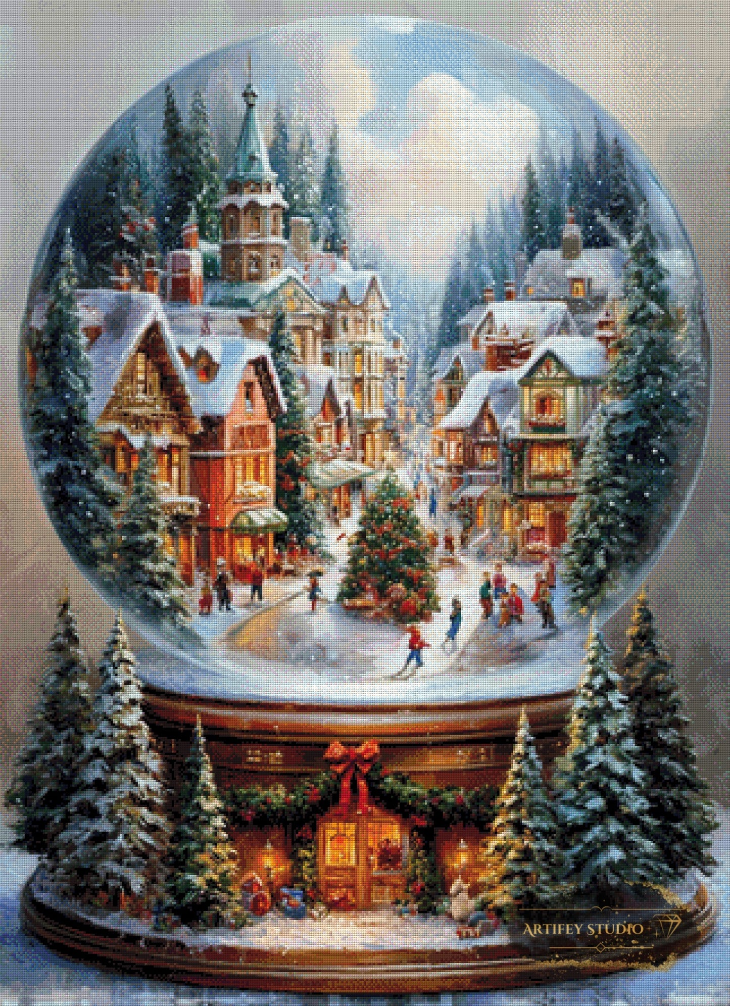 Weihnachtliche Schneekugel by Salzkatze 80x110 mit 250 Farben