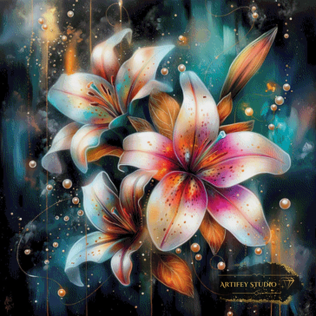 Trio der Tigerlilien by PIxxchicks 90x90 mit 340 Farben Artifey Studio