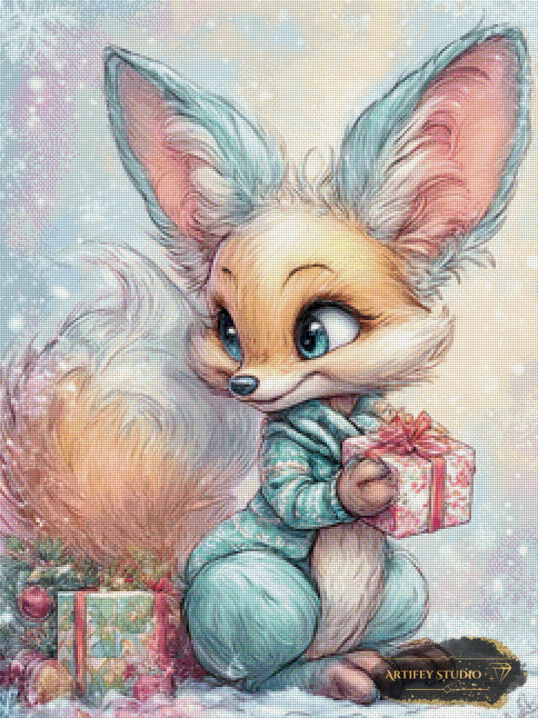 Foxy´s first Christmas by Skyler 60x80 mit 190 Farben - Artifey Studio