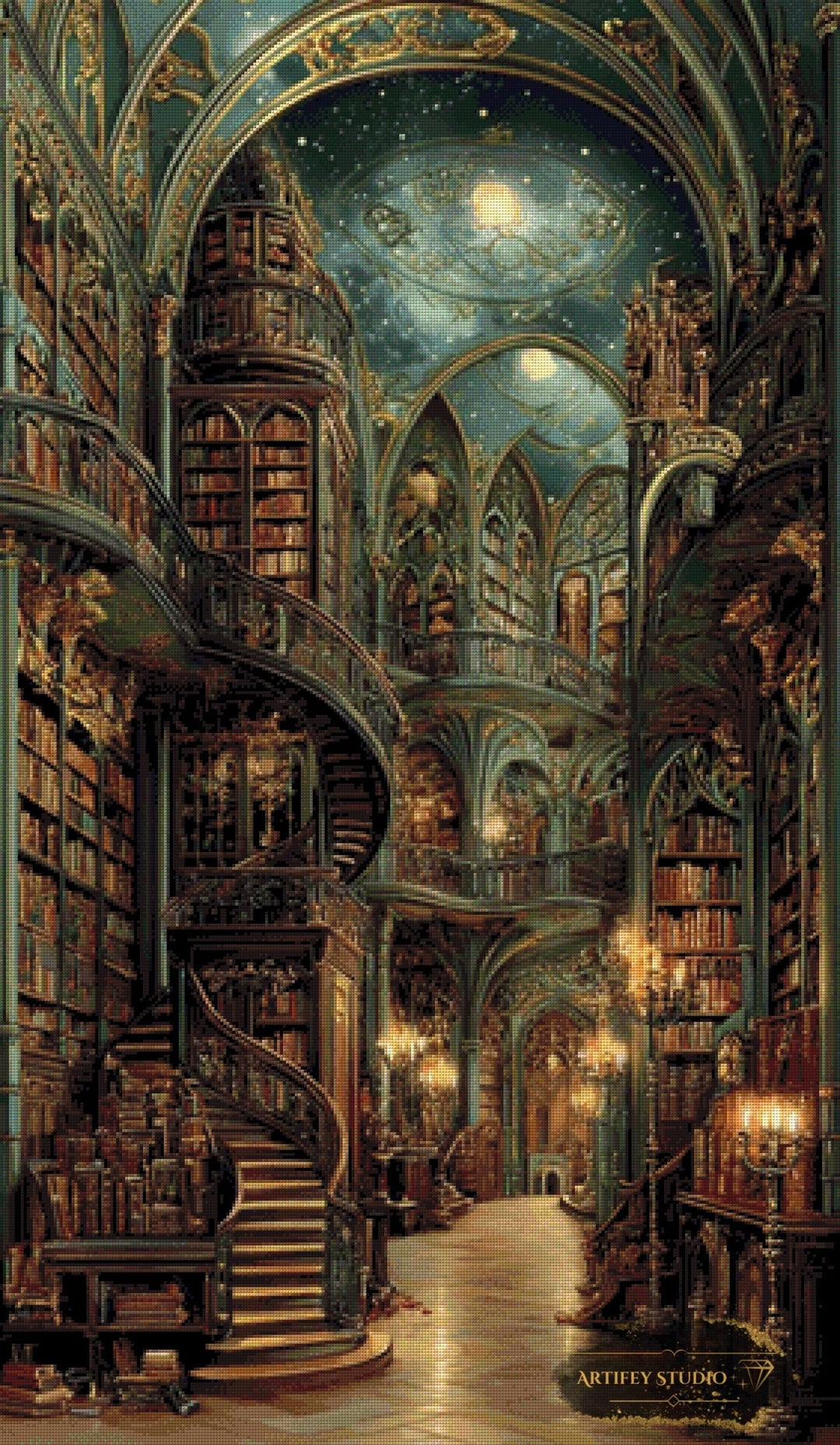 The Library II by Morrigan 70x120 mit 130 Farben Artifey Studio