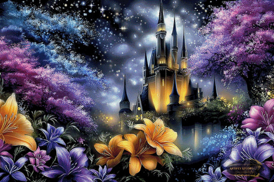 Magic castle at night by Artifey 120x80 mit 250 Farben