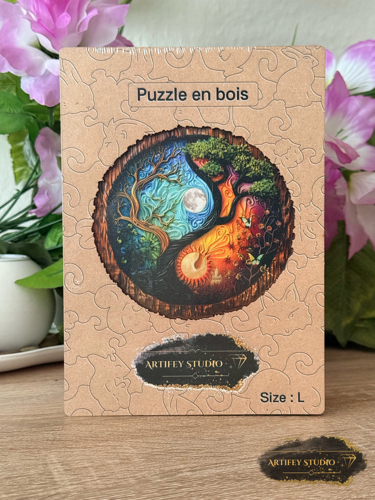 Holzpuzzle- Ying Yang Baum - Artifey Studio