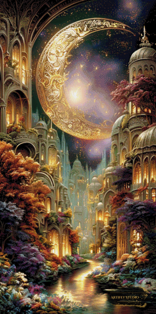 Amethyst Moon City by Morrigan 60x120 mit 220 Farben - Artifey Studio