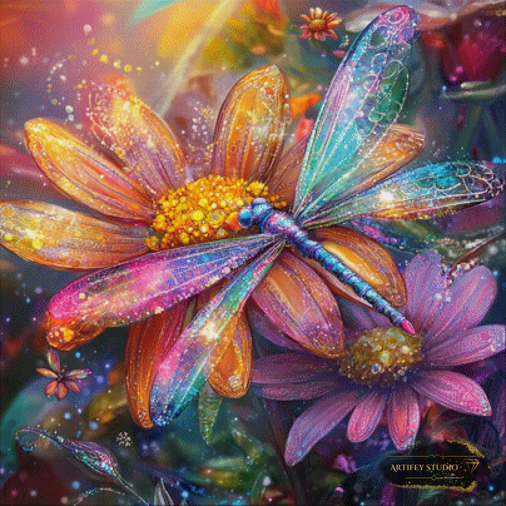 Dreamy Dragonfly by Radio Painter Susi 100x100 mit 420 Farben