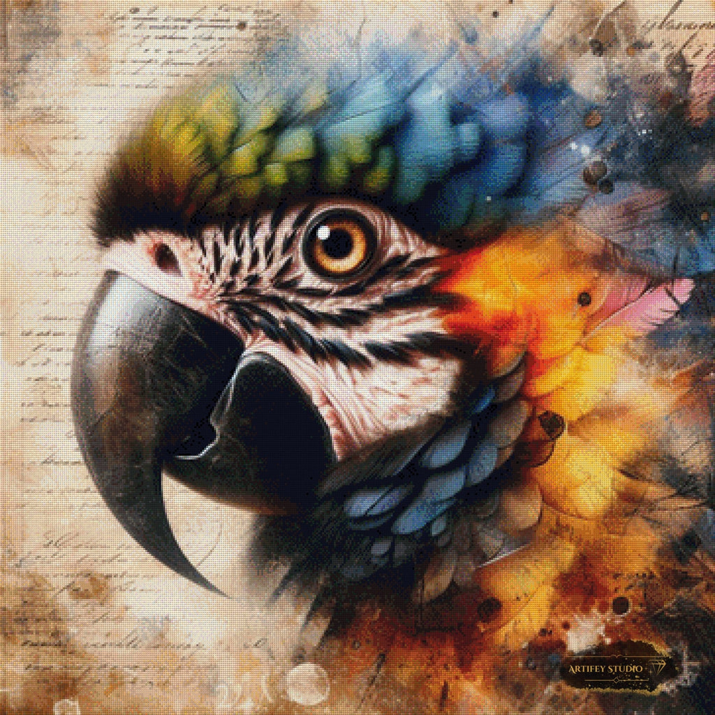Vintage Papagei by MAD 90x90 mit 270 Farben Artifey Studio