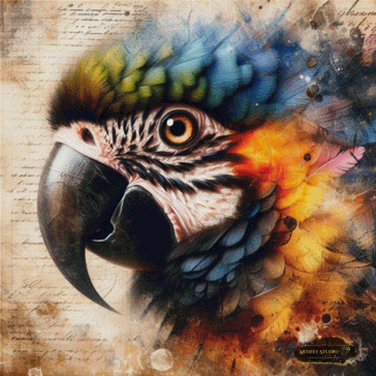 Vintage Papagei by MAD 90x90 mit 270 Farben