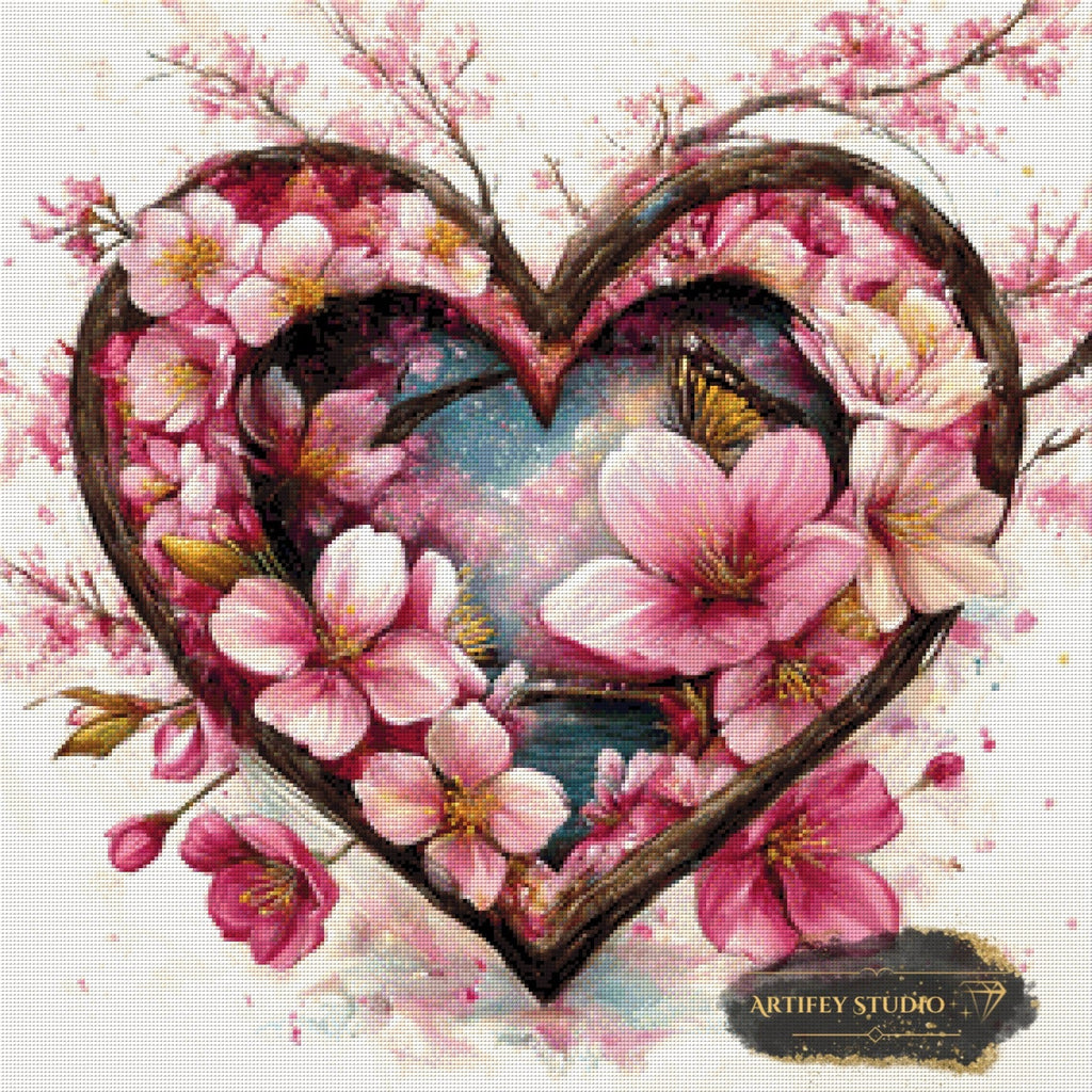 Hearts of Flower by Kaida 70x70 mit 210 Farben Artifey Studio