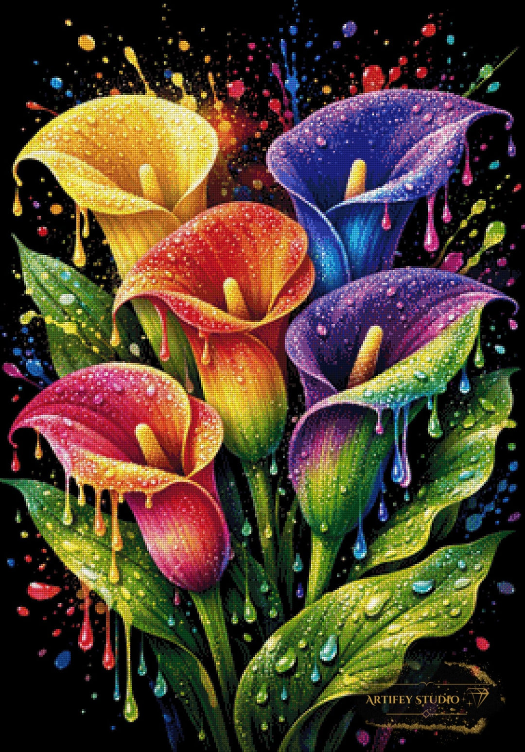 Regenbogen Callas by Pixxchicks 70x100 mit 320 Farben Artifey Studio