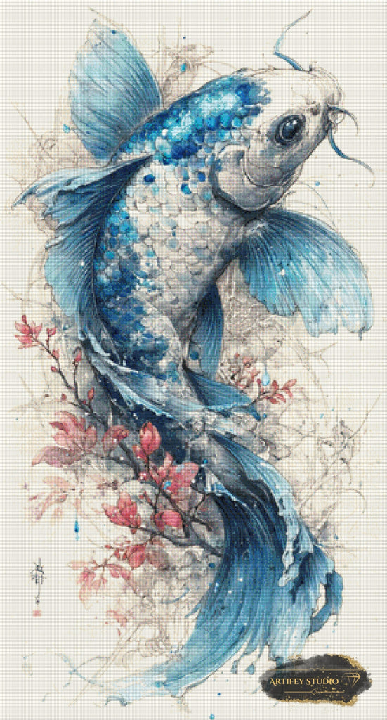 Aquatic Bloom I by Mirael 70x130 mit 150 Farben Artifey Studio