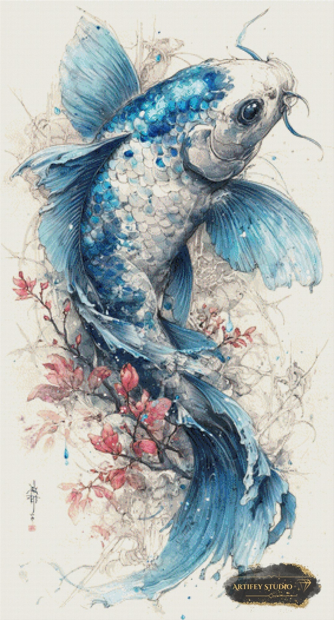 Aquatic Bloom I by Mirael 70x130 mit 150 Farben Artifey Studio
