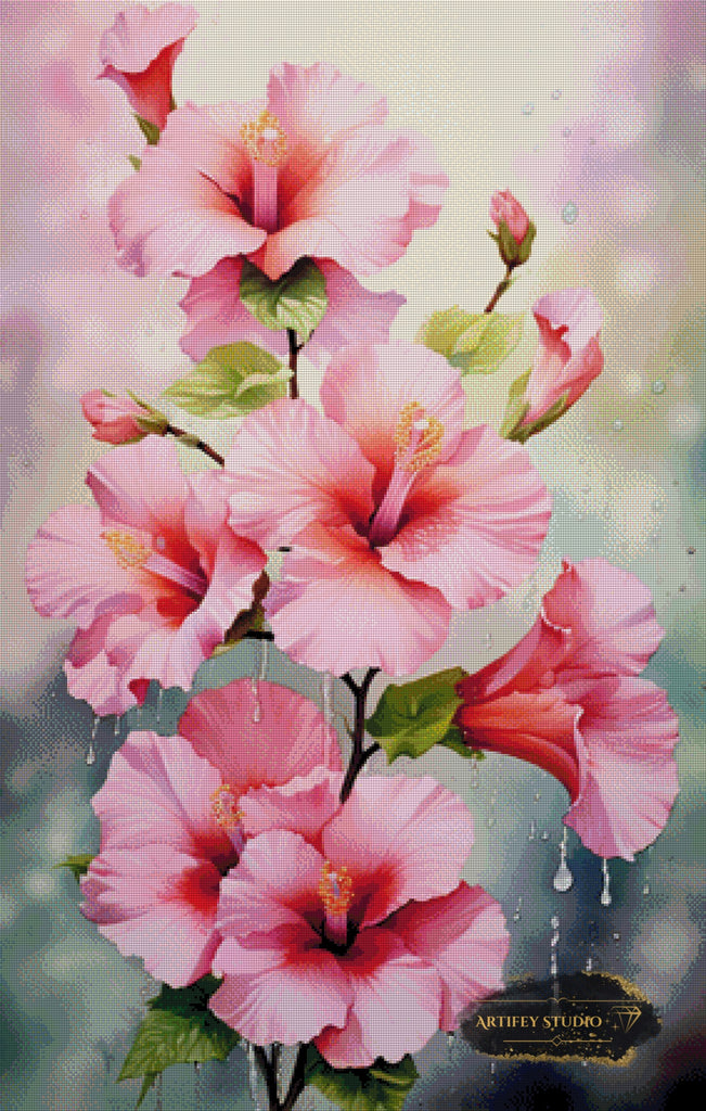 Hibiskus Träume by Pixxchicks 70x110 mit 210 Farben - Artifey Studio