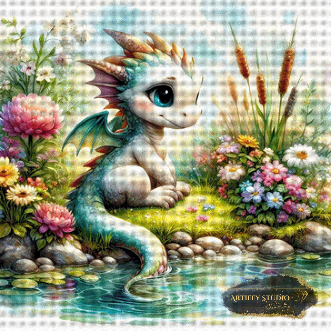 Schmunzel-Drache by Pixxchicks 90x90 mit 350 Farben Artifey Studio