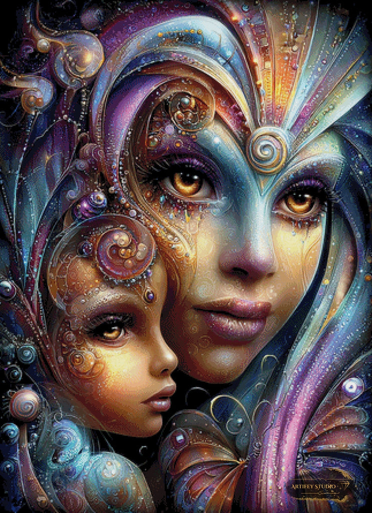 Mutterliebe by Morrigan 80x110 mit 280 Farben Artifey Studio
