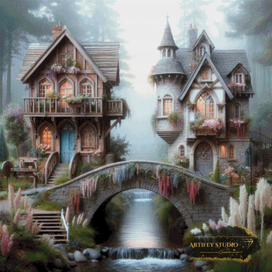 Elfenbach-Häuser by Pixxchicks 90x90 mit 160 Farben Artifey Studio