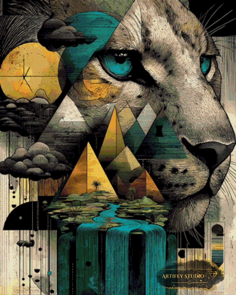 Geometric Hunter by Morrigan 80x100 mit 130 Farben - Artifey Studio