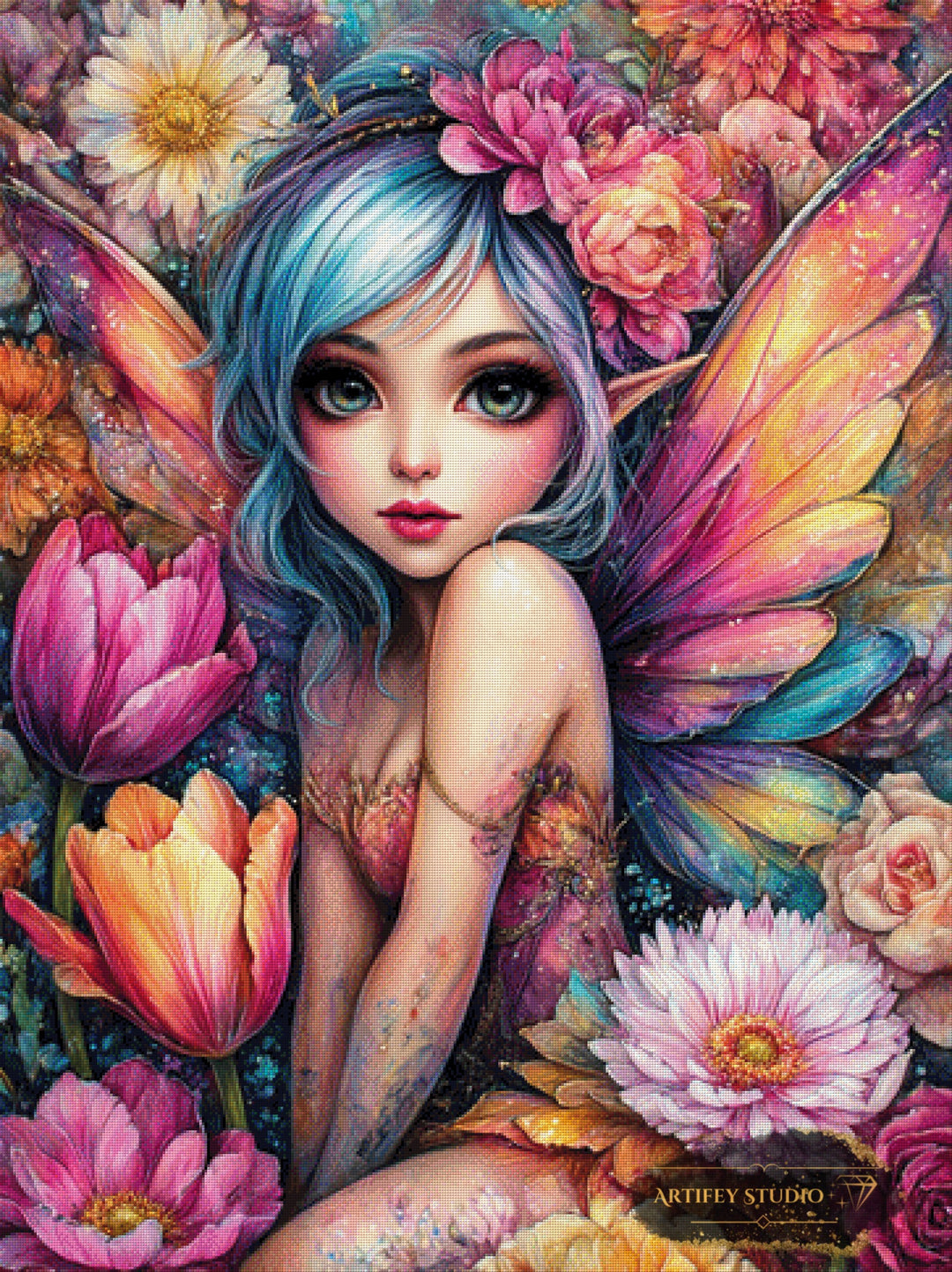 Flora by Kaida 90x120 mit 380 Farben - Artifey Studio