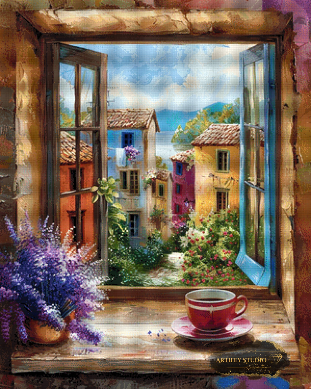 Caffé con Vista by Mirael 80x100 mit 290 Farben - Artifey Studio