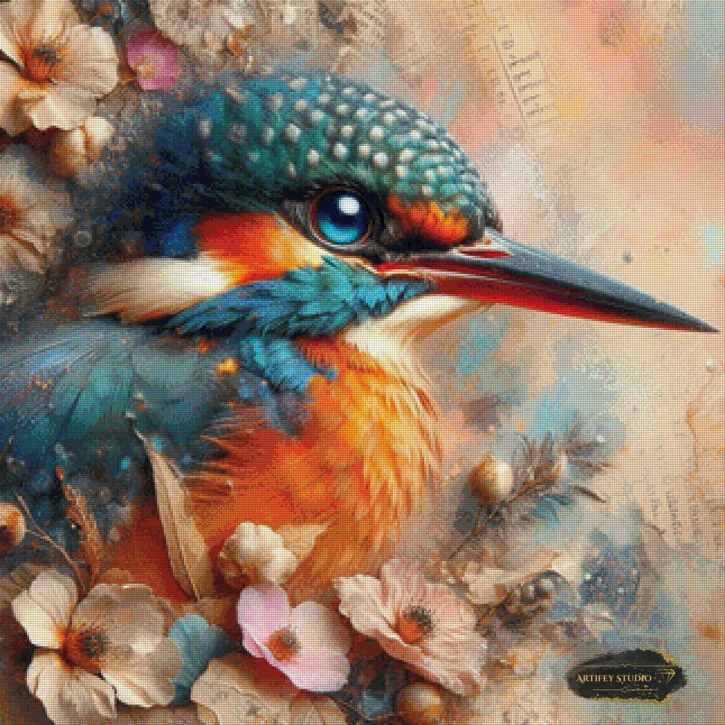 Vintage Eisvogel by MAD 80x80 mit 240 Farben Artifey Studio