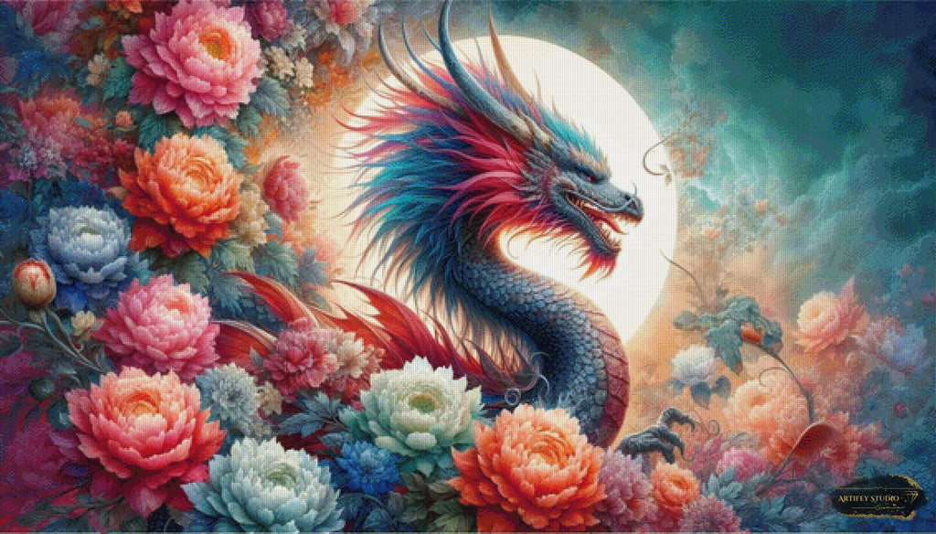 Flower Dragon by Artifey 140x80 mit 310 Farben - Artifey Studio
