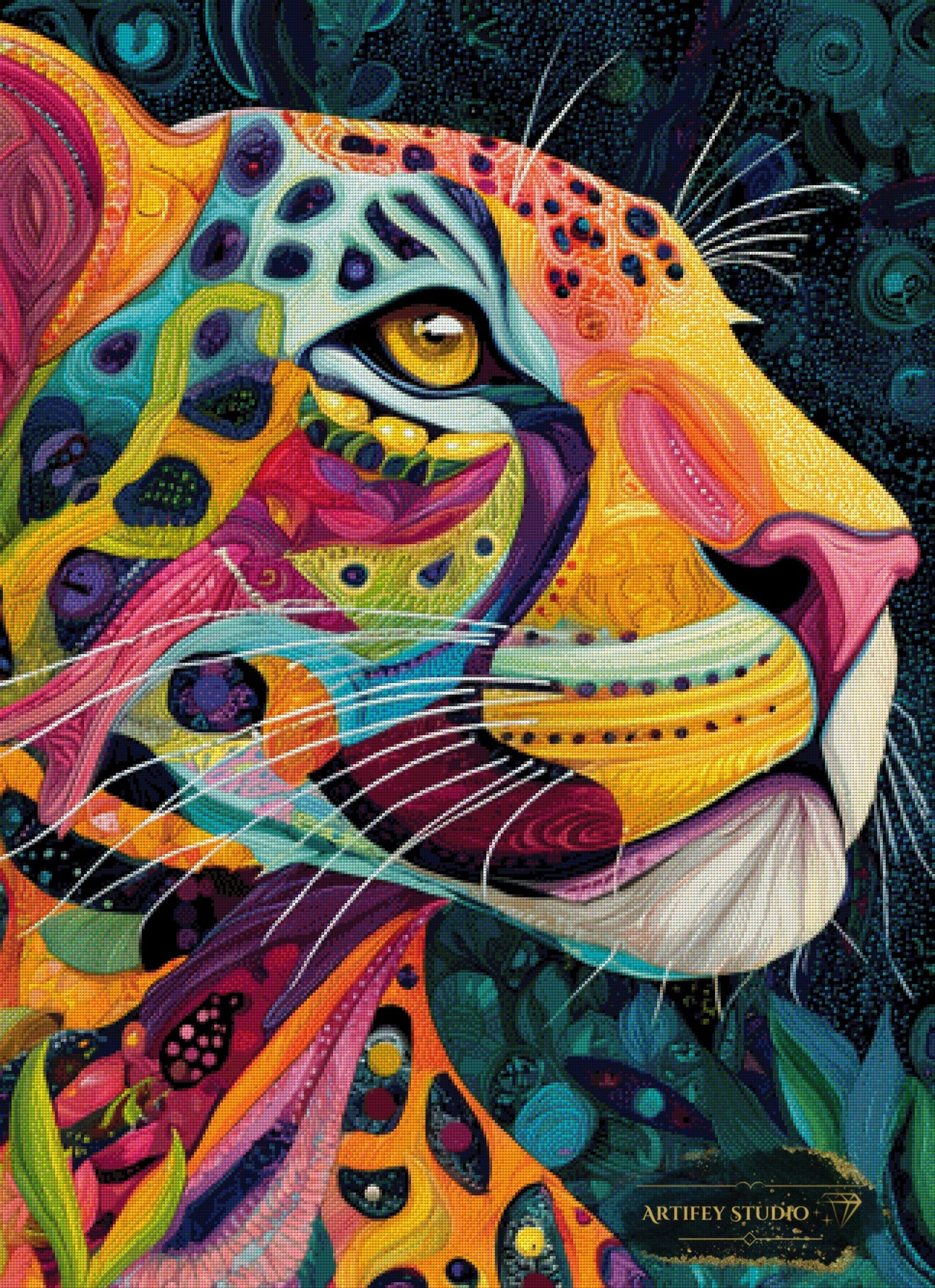 Abstrakter Jaguar by Salzkatze 80x110 mit 360 Farben