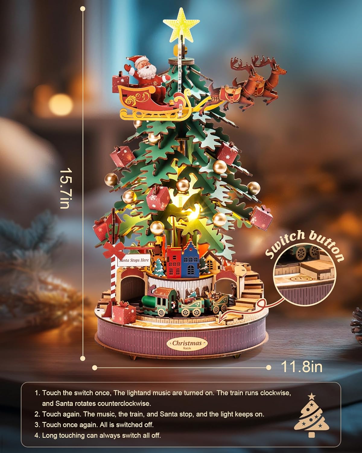 Weihnachtsmelodiebaum 3D Puzzle, Spieluhr