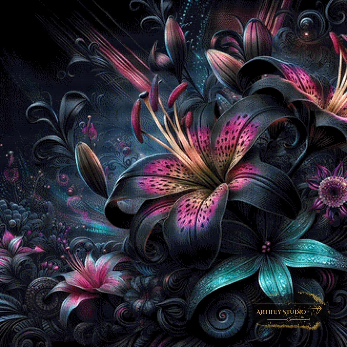 Black Lilie by Lexxa 90x90 mit 200 Farben