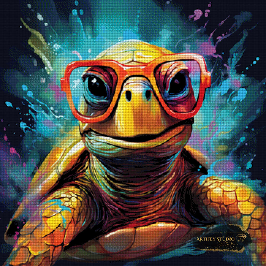 Funny Turtle by Pixxchicks 90x90 mit 350 Farben - Artifey Studio