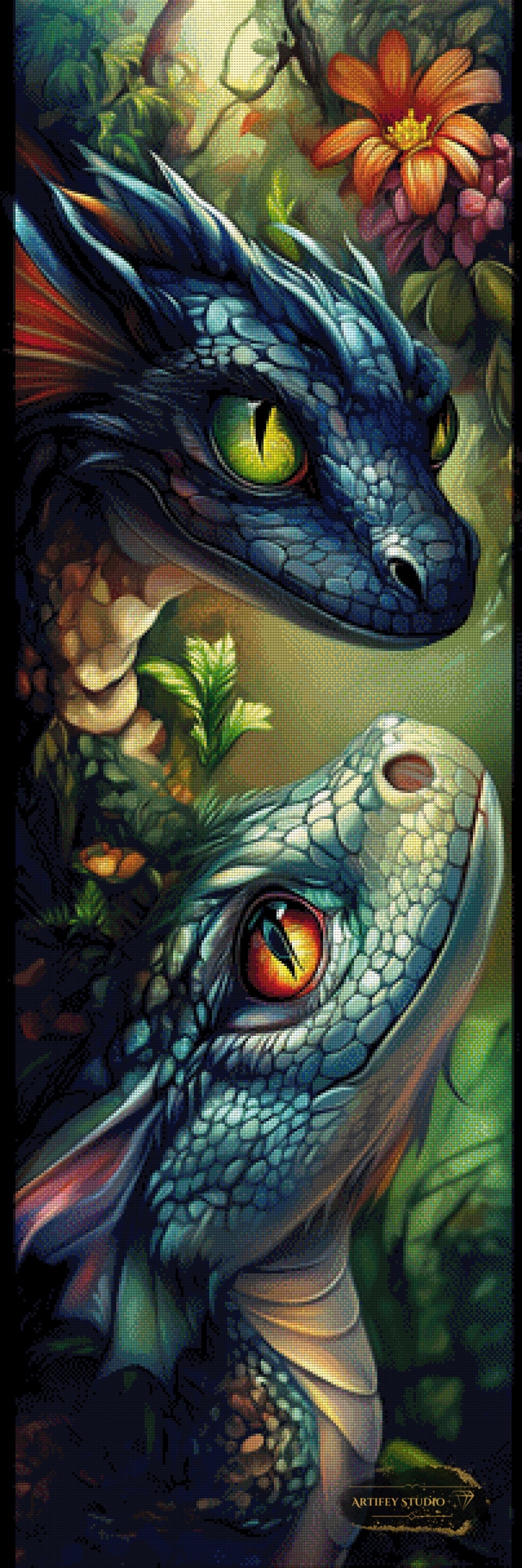 Dragon Twins by Lexxa 50x150 mit 250 Farben - Artifey Studio