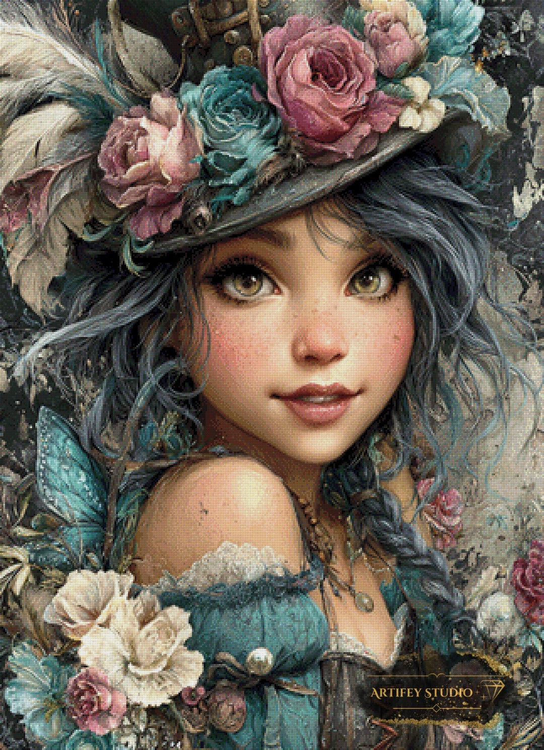 Rosebud Reverie by Mirael 80x110 mit 210 Farben Artifey Studio
