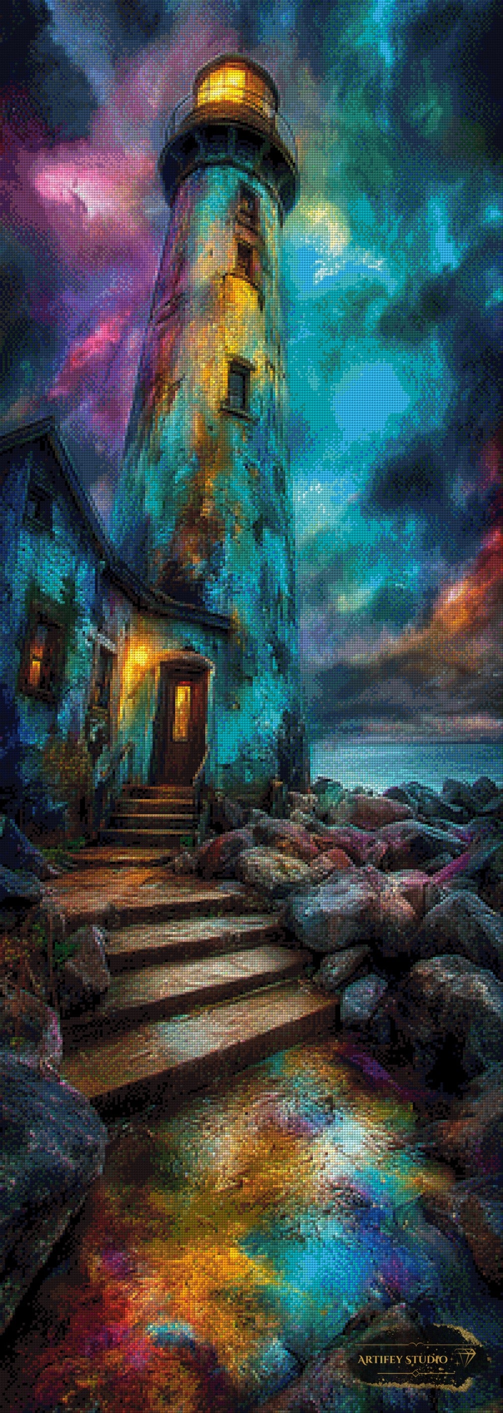Colorful Lighthouse by Skyler 50x140 mit 280 Farben - Artifey Studio