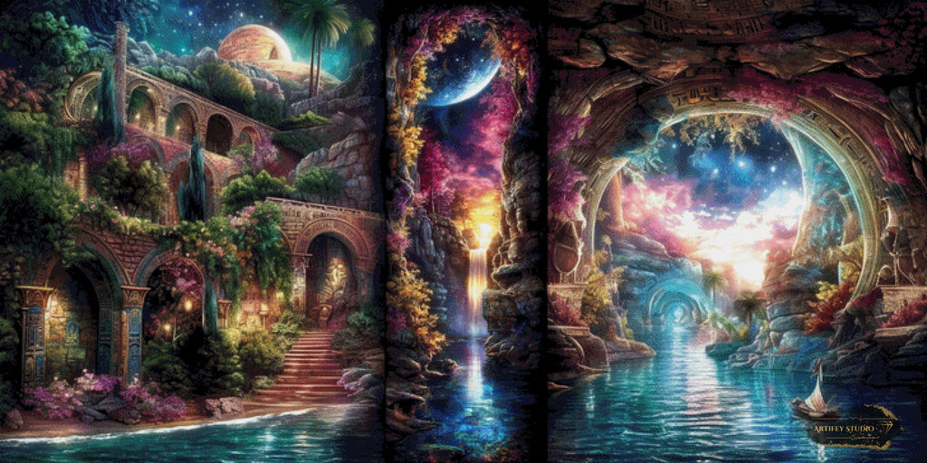 Tryptychon der Idylle by Morrigan 180x90 mit 320 Farben - Artifey Studio