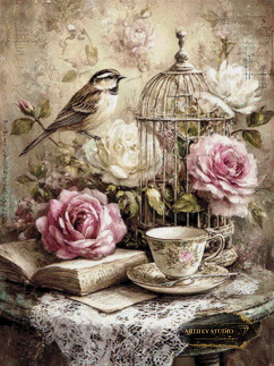 Vintage-Birdy by LaViie 60x80 mit 130 Farben