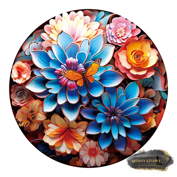 Holzpuzzle- Blumen - Artifey Studio