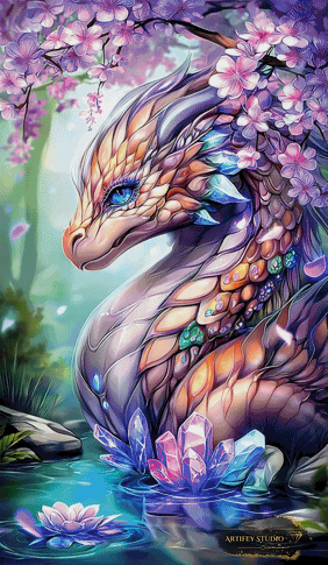 Water Dragon by Mirael 70x120 mit 300 Farben - Artifey Studio