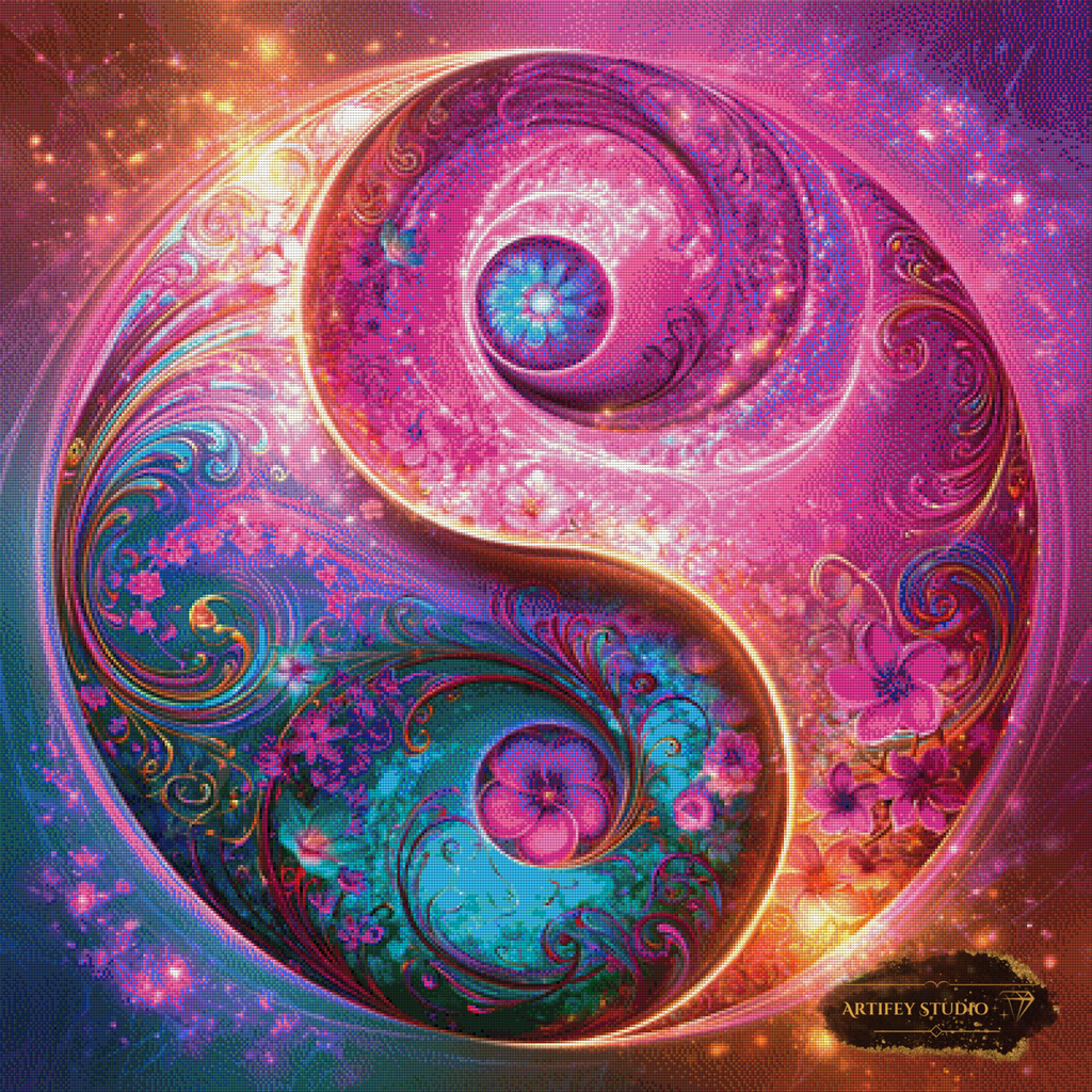 Yin & Yang by Radio Painter Susi 100x100 mit 380 Farben