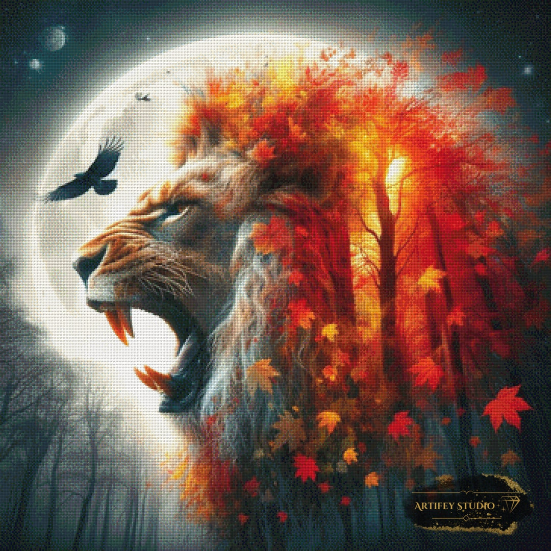 Autumn Blaze Lion by Pixxchicks 90x90 mit 220 Farben Artifey Studio