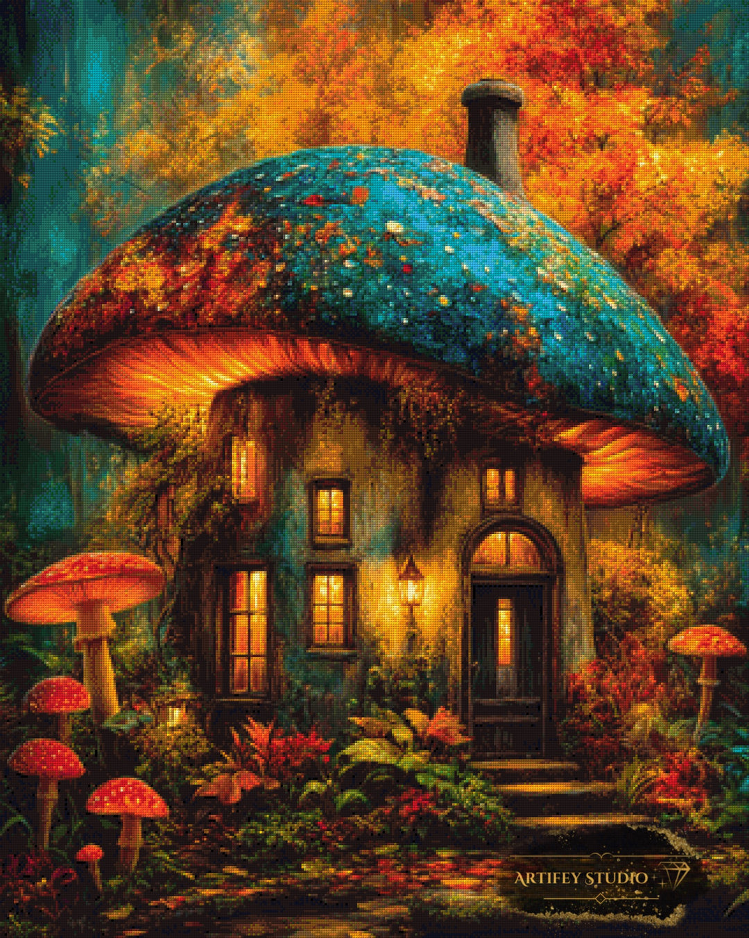 Mushroom Dream Home by Skyler 80x100 mit 200 Farben - Artifey Studio