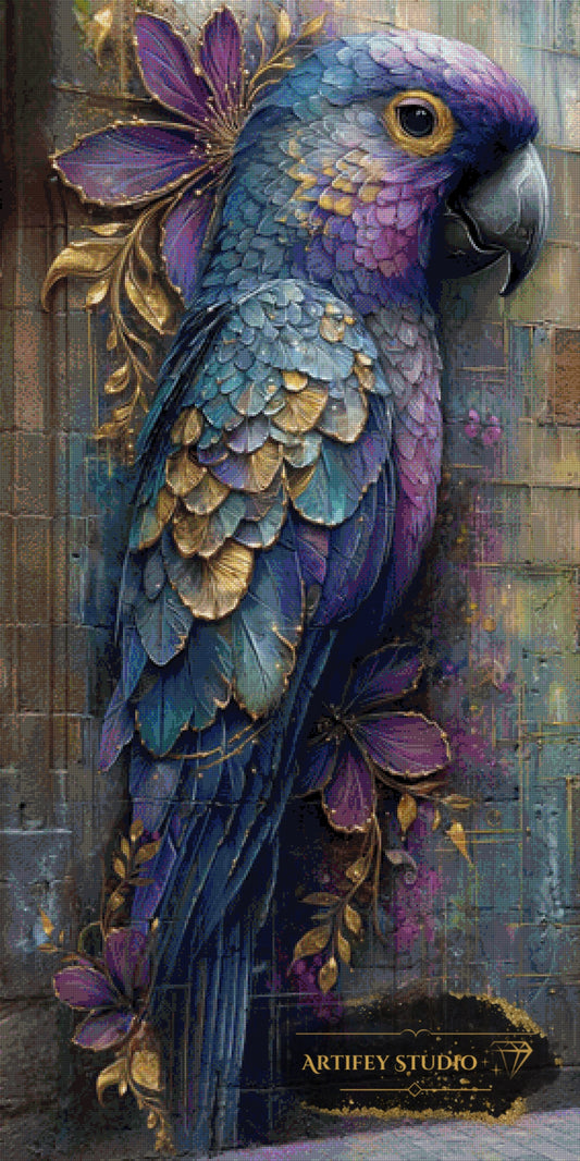 Streetart parrot by Morrigan 70x140 with 180 colors