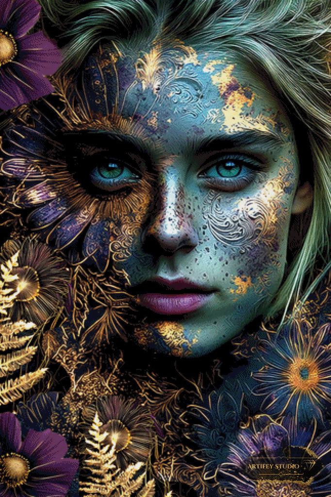 Flower Face by Morrigan 80x120 mit 250 Farben - Artifey Studio
