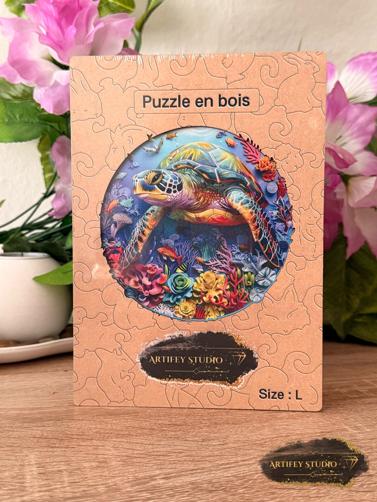Holzpuzzle- Schildkröte - Artifey Studio