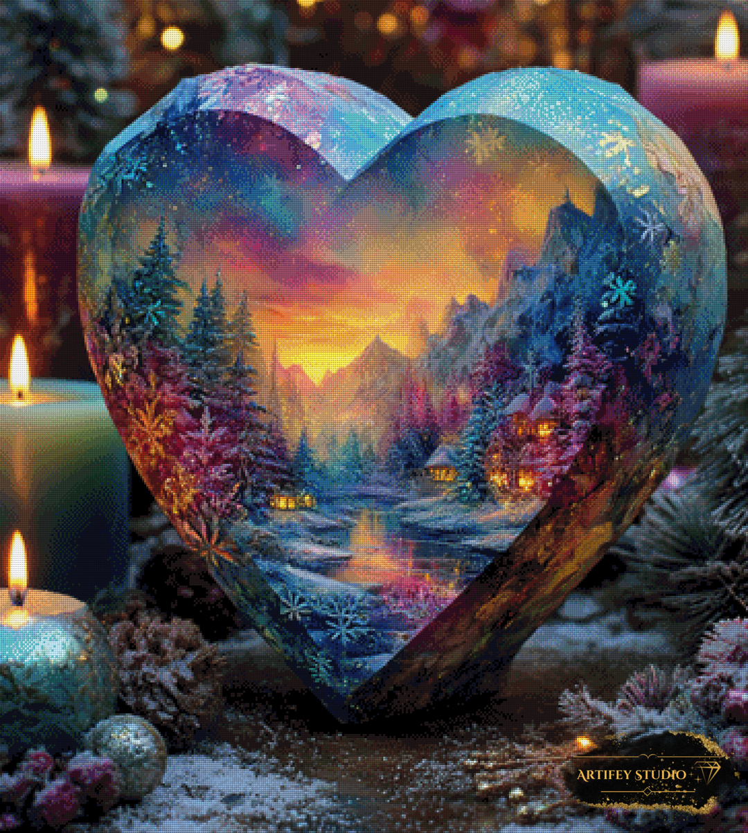 Winter heart by Morrigan 90x100 mit 290 Farben - Artifey Studio