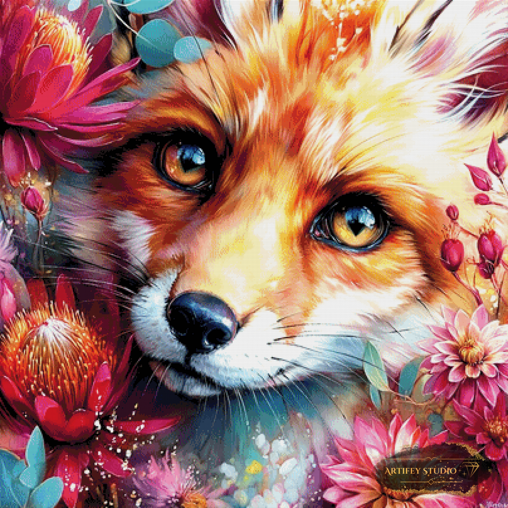 Crimson Fox Spirit by Artifey 100x100 mit 340 Farben