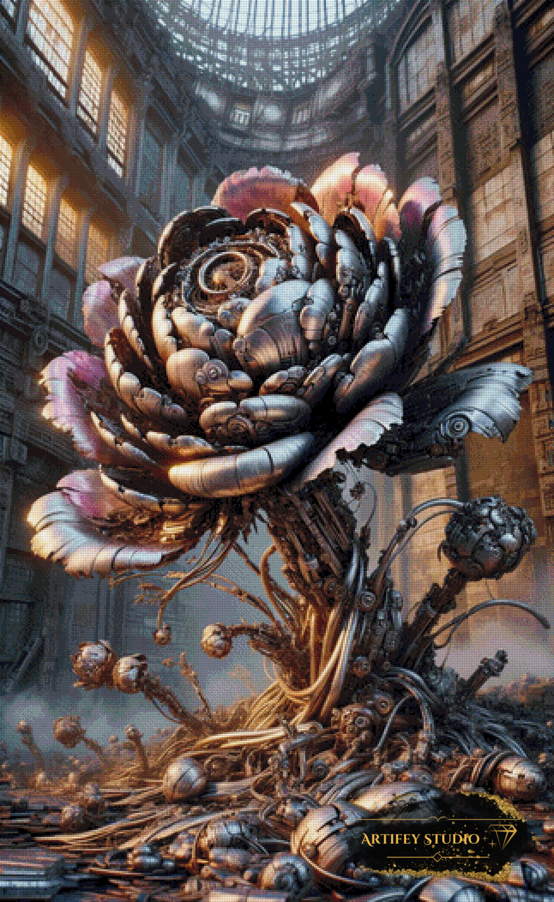 Mechanical Flower by DIYnamite 80x130 mit 190 Farben - Artifey Studio