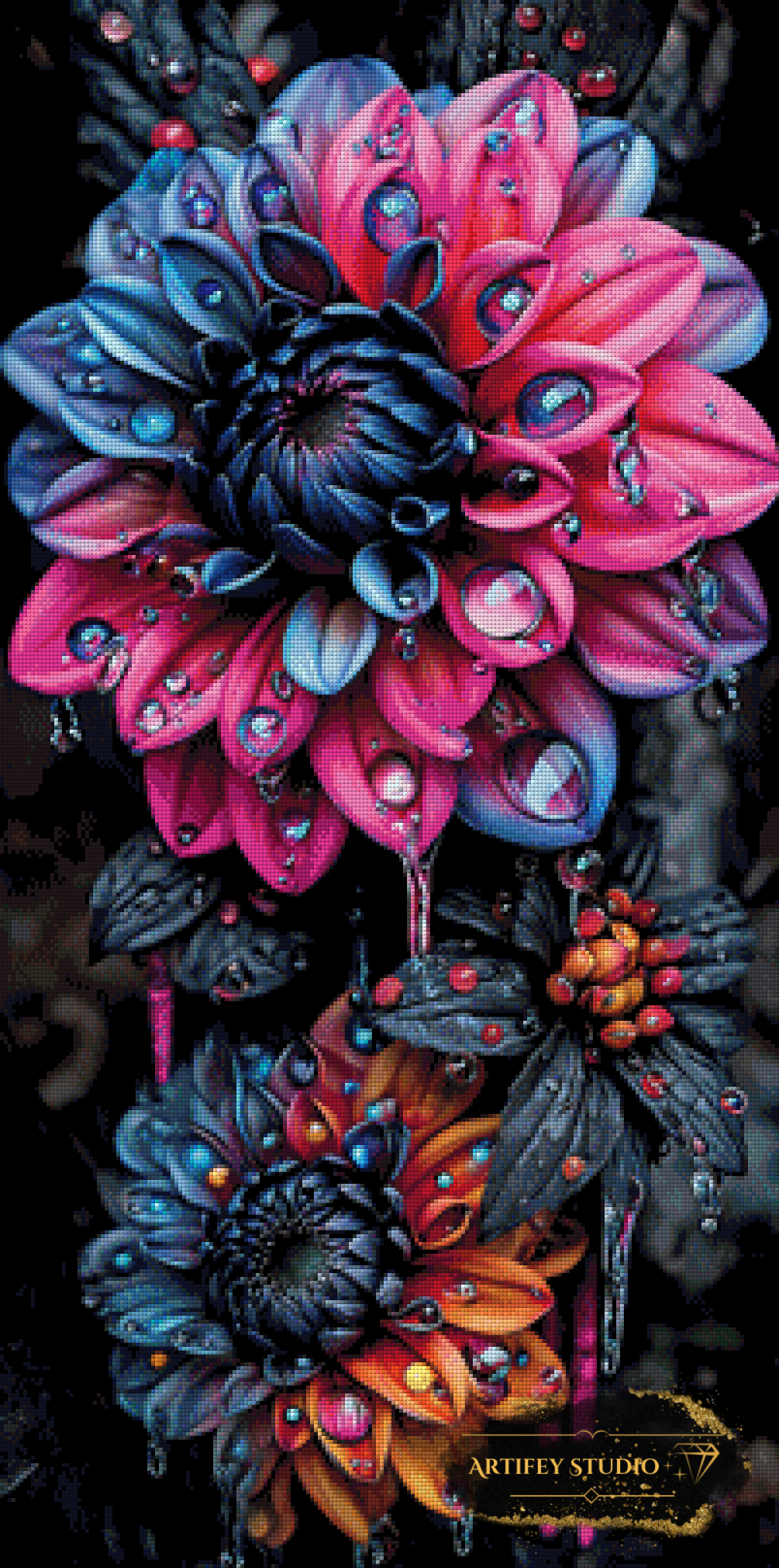Dahlias by Skyler 50x100 mit 230 Farben - Artifey Studio