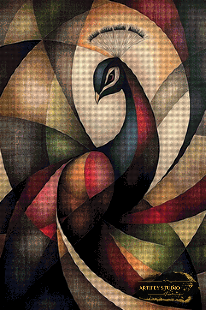 Abstract Peacock by Morrigan 60x90 mit 130 Farben - Artifey Studio